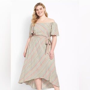 Lane Bryant Striped Off-Shoulder Dress Size 18W